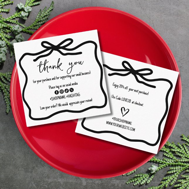 Tarjeta De Visita Cuadrada Gracias A La Empresa Pequeña De Mano Dibujada Por  (Subido por el creador)