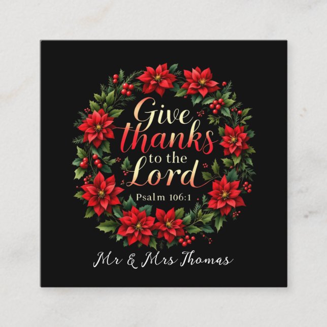 Tarjeta De Visita Cuadrada Gracias al Señor Abrazar Gratitud y Fe (Anverso)