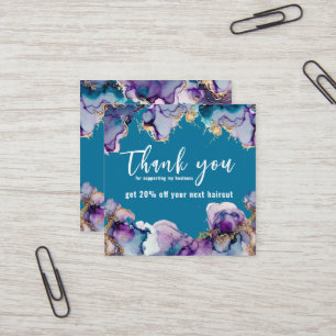 Tarjeta De Visita Cuadrada Gracias Blue Resumen Elegante Negocio