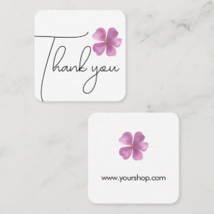 Tarjeta De Visita Cuadrada Gracias flor de acuarela morada