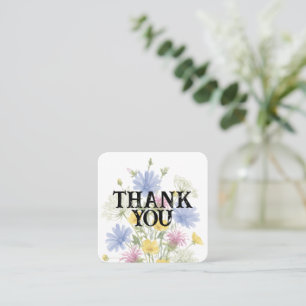 Tarjeta De Visita Cuadrada Gracias flor silvestre acuarela colorida