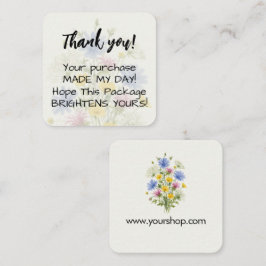 Tarjeta De Visita Cuadrada Gracias flor silvestre acuarela colorida