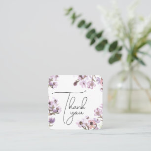 Tarjeta De Visita Cuadrada Gracias flores silvestres moradas suaves