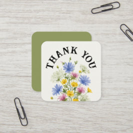 Tarjeta De Visita Cuadrada Gracias flores silvestres suaves y coloridas acuar