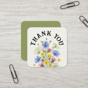 Tarjeta De Visita Cuadrada Gracias flores silvestres suaves y coloridas acuar