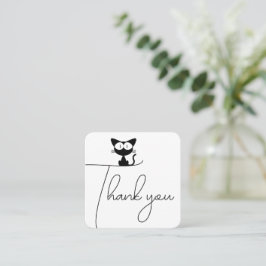 Tarjeta De Visita Cuadrada Gracias gato negro lindo