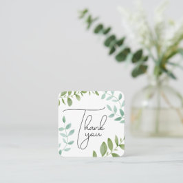 Tarjeta De Visita Cuadrada Gracias hoja botánica verde natural frondosa