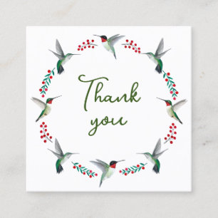 Tarjeta De Visita Cuadrada Gracias Hummingbird Wreath