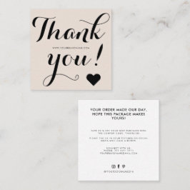 Tarjeta De Visita Cuadrada Gracias negro beige moderno