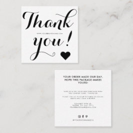 Tarjeta De Visita Cuadrada Gracias negro blanco moderno