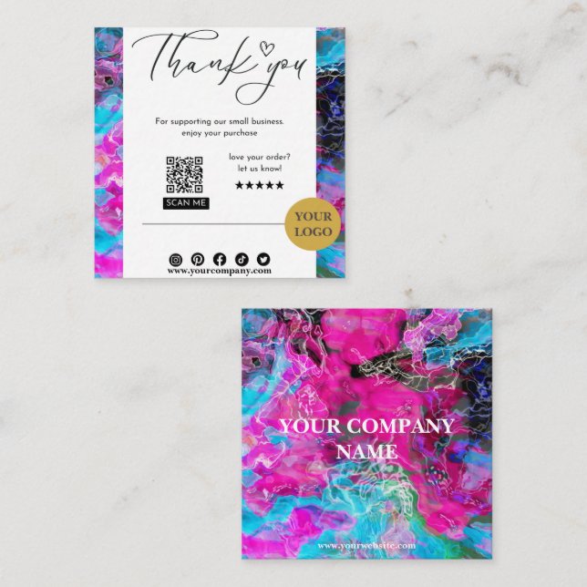 Tarjeta De Visita Cuadrada Gracias Personalizado (Anverso / Reverso)