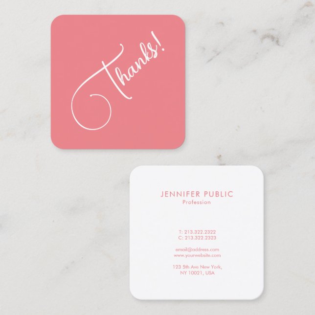 Tarjeta De Visita Cuadrada Gracias Personalizado Trendy Elegant Modern Templa (Anverso / Reverso)