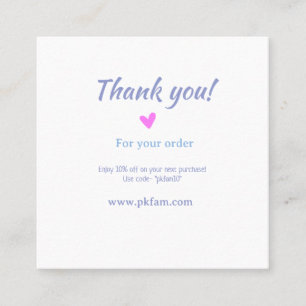 Tarjeta De Visita Cuadrada Gracias por la compra detalle de negocio familiar