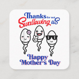Tarjeta De Visita Cuadrada Gracias Por No Tragarnos Feliz Día de la Madre Fa