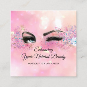Tarjeta De Visita Cuadrada Gracias Por Su Compra Maquillada Rosa