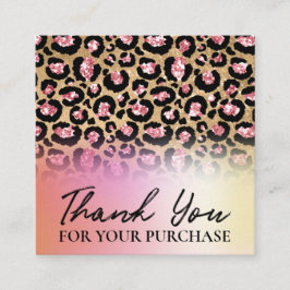 Tarjeta De Visita Cuadrada Gracias Por Tu Orden Leopard Y Holographic