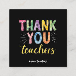 Tarjeta De Visita Cuadrada Gracias profesores y estudiantes regalo de graduac