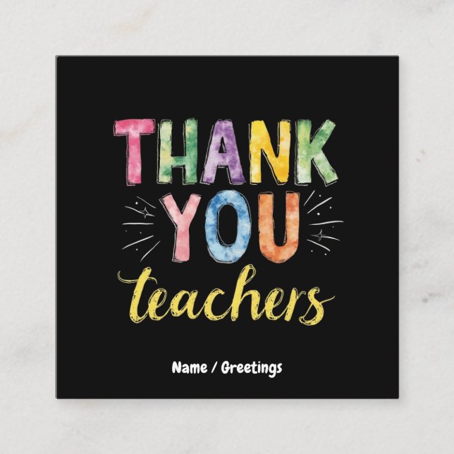 Tarjeta De Visita Cuadrada Gracias profesores y estudiantes regalo de graduac (Anverso)