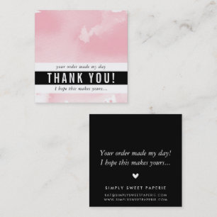 Tarjeta De Visita Cuadrada GRACIAS simple y negrita color de agua rosa pálido