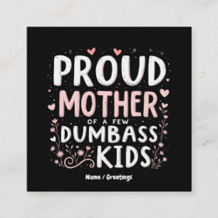Tarjeta De Visita Cuadrada Graciosa Madre Orgullosa De Unos Pocos Niños Intel