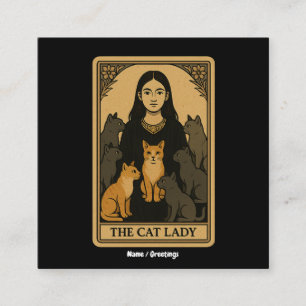 Tarjeta De Visita Cuadrada Graciosa Witchy Gótico Cat Lady Tarot Card Magical