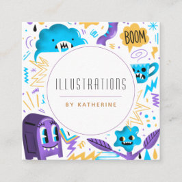 Tarjeta De Visita Cuadrada Gracioso Diseñador gráfico de patrones rápidos