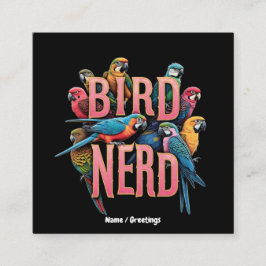 Tarjeta De Visita Cuadrada Gracioso diseño con nerd de pájaro para observador