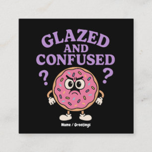 Tarjeta De Visita Cuadrada Gracioso diseño de Donut glaseado y confuso