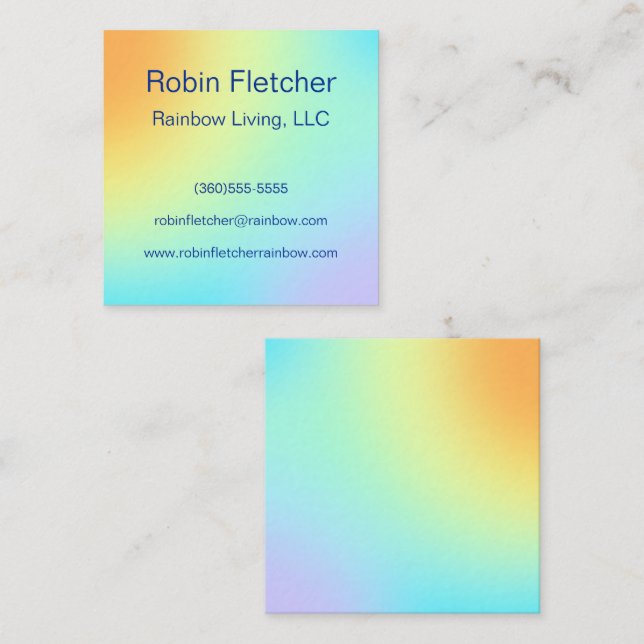 Tarjeta De Visita Cuadrada Gradiente de arcoiris Pastel único (Anverso / Reverso)