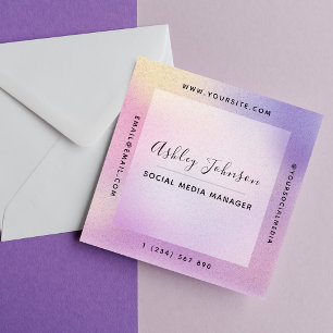 Tarjeta De Visita Cuadrada Gradiente púrpura rosado moderno medio social códi