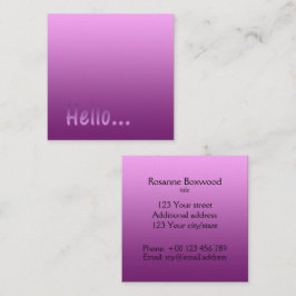 Tarjeta De Visita Cuadrada Gradiente Un color Rosa Hola con texto Personaliza