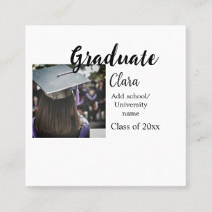 Tarjeta De Visita Cuadrada Graduación añadir clase de nombre de 20xx congrats