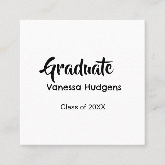 Tarjeta De Visita Cuadrada Graduate congratulations name date year class univ (Anverso)