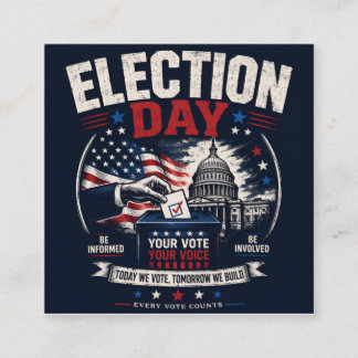Tarjeta De Visita Cuadrada Gráfica Vintage de Votación del Día de Elección –