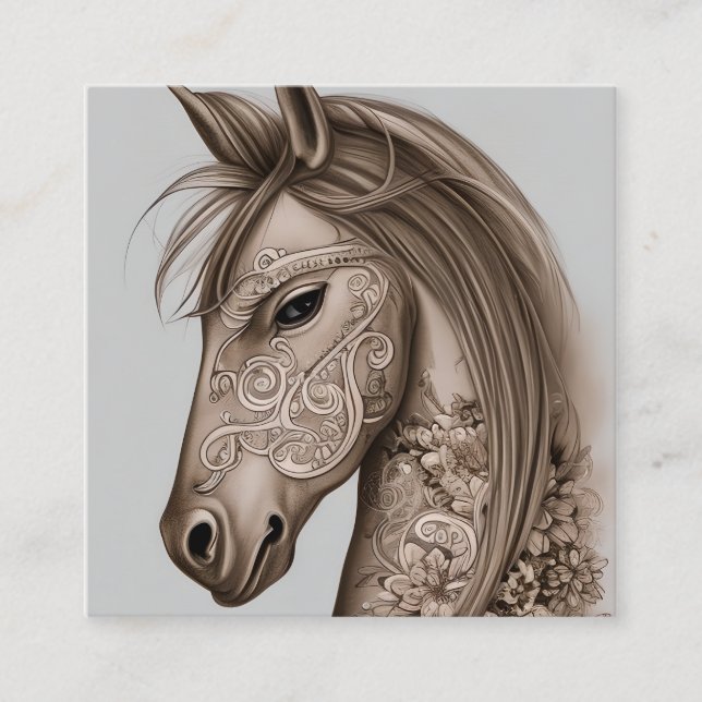 Tarjeta De Visita Cuadrada Gráfico de caballos (Anverso)