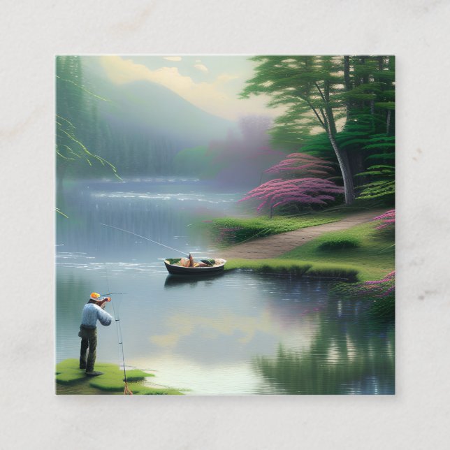 Tarjeta De Visita Cuadrada Gráfico de pesca (Anverso)