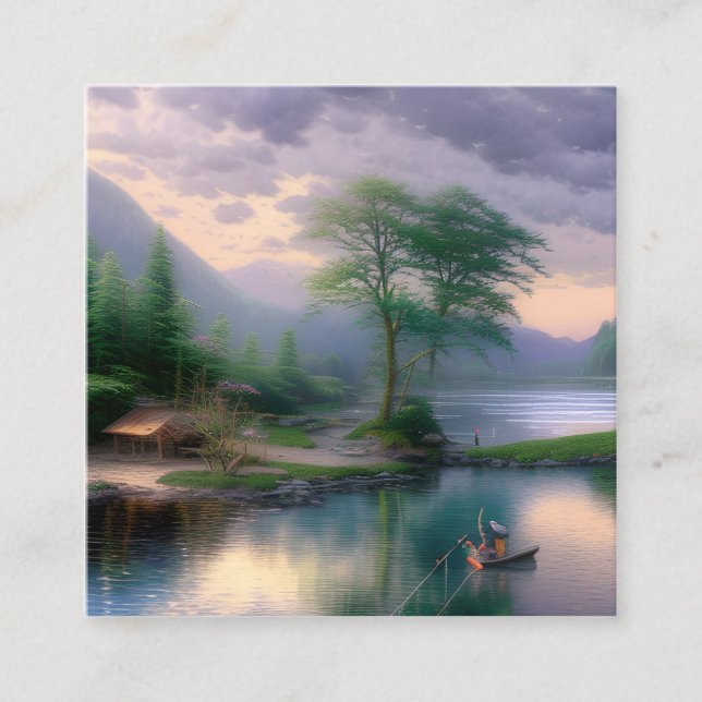 Tarjeta De Visita Cuadrada Gráfico de pesca (Anverso)