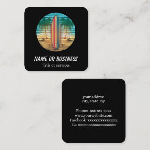 Tarjeta De Visita Cuadrada Gráfico de tablas de surf coloridas