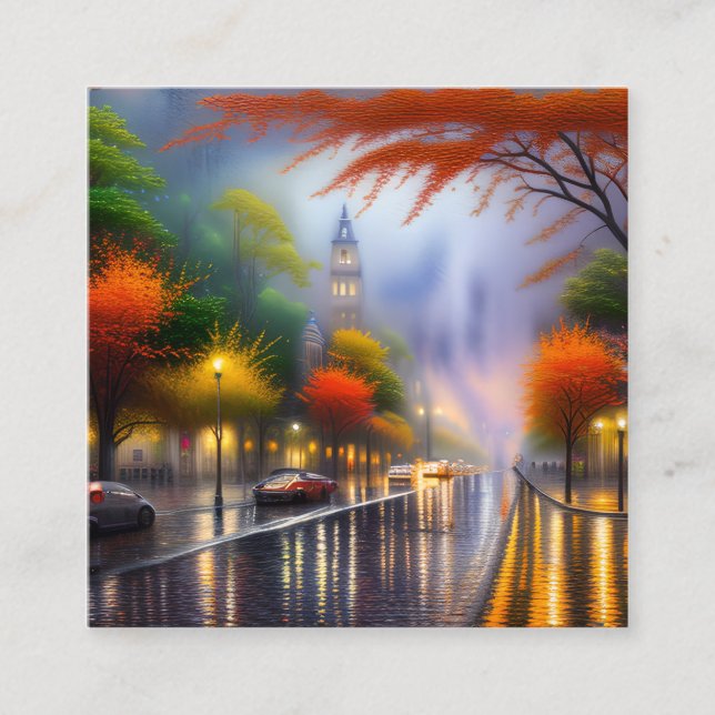 Tarjeta De Visita Cuadrada Gráfico del Día del Lluvia (Anverso)