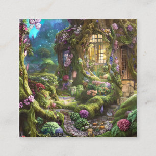 Tarjeta De Visita Cuadrada Gráfico forestal de las islas Fairyland