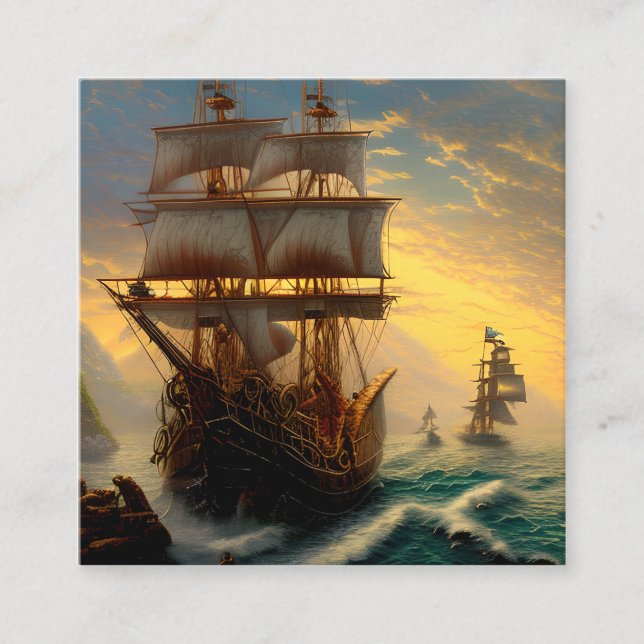 Tarjeta De Visita Cuadrada Gráfico pirata (Anverso)