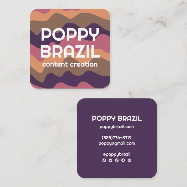 Tarjeta De Visita Cuadrada GRAN BOLD RETRO Curvado Bandas onduladas Tiras de  (Anverso / Reverso)