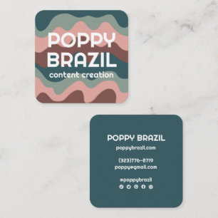 Tarjeta De Visita Cuadrada GRAN BOLD RETRO Curvado Tiras onduladas rosadas Ve