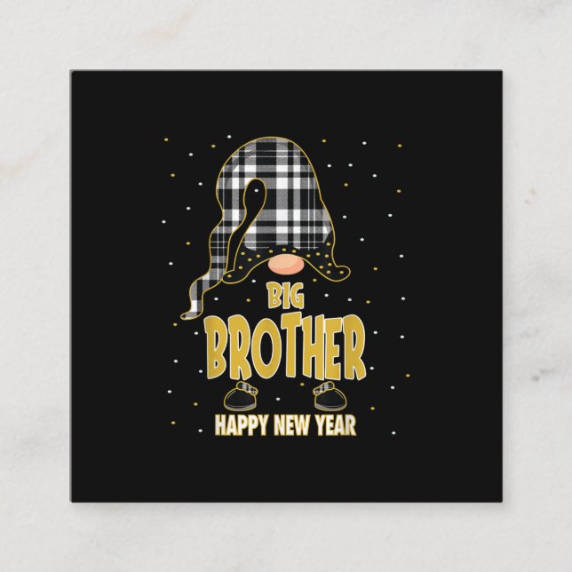Tarjeta De Visita Cuadrada Gran Hermano Feliz Año Nuevo| Regalo coincidente (Anverso)