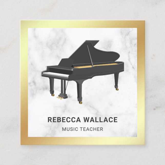 Tarjeta De Visita Cuadrada Gran maestro de piano de mármol blanco Relieve met (Anverso)