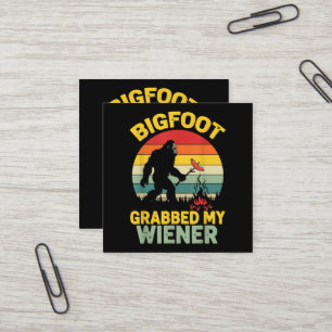 Tarjeta De Visita Cuadrada Gran Pie Grabó Mi Salchicha Divertido Sasquatch