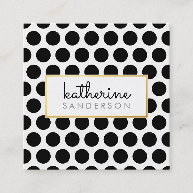 Tarjeta De Visita Cuadrada GRAN POLKA POFESSIONAL DOT oro negro moderno (Anverso)