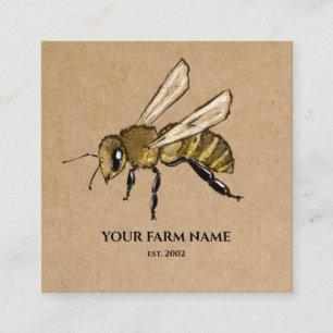 Tarjeta De Visita Cuadrada Granja de abejas de abeja de apicultores