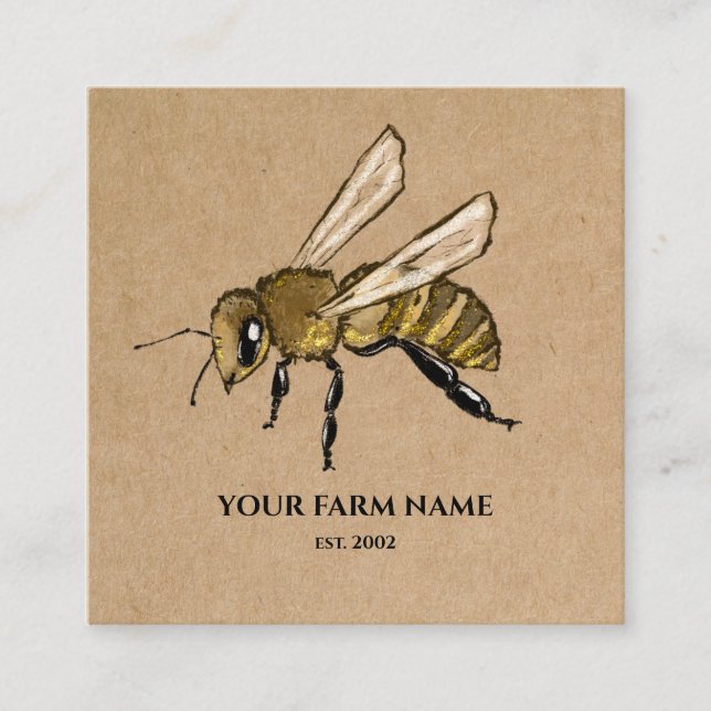 Tarjeta De Visita Cuadrada Granja de abejas de abeja de apicultores (Anverso)