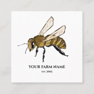 Tarjeta De Visita Cuadrada Granja de abejas de abeja de apicultores